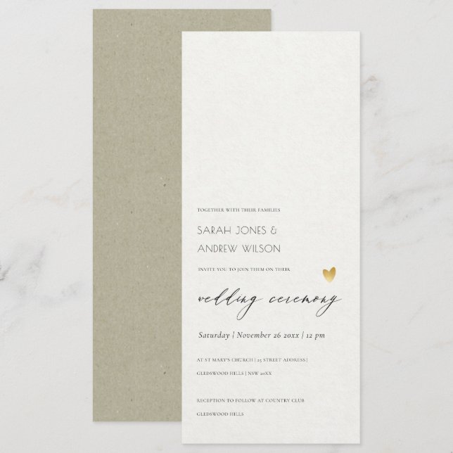 SIMPLE ELEGANT GOLD KRAFT TYPOGRAPHY wedding card (Front/Back)