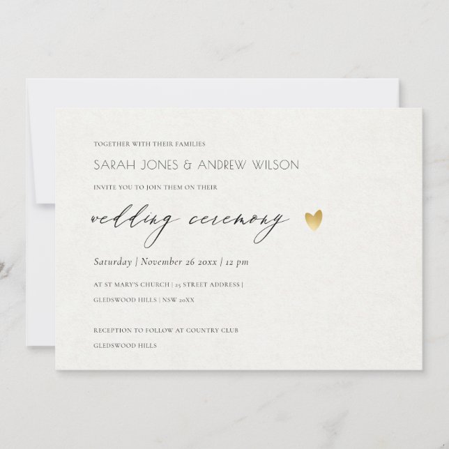 SIMPLE ELEGANT GOLD KRAFT TYPOGRAPHY WEDDING INVITATION (Front)