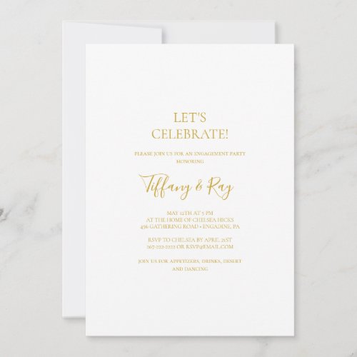 Simple Elegant Gold Lets Celebrate Invitation