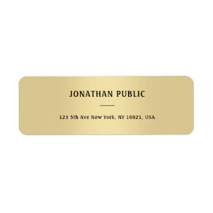 Simple Elegant Gold Look Minimalist Return Address Label
