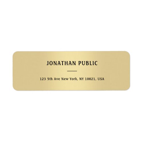 Simple Elegant Gold Look Minimalist Return Address Label