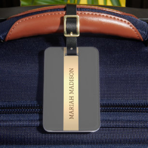 Simple Elegant Gold Metal monogrammed Name Luggage Tag