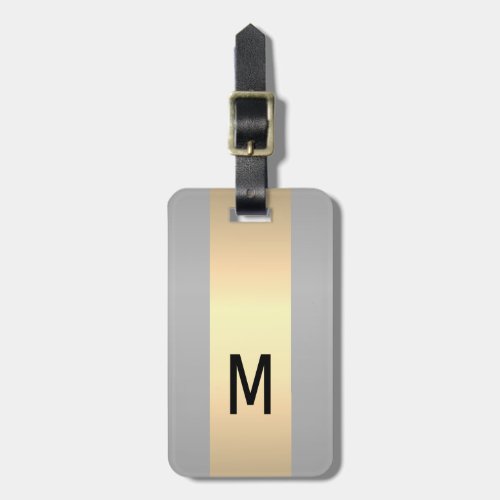 Simple Elegant Gold Metal monogrammed Name  Luggage Tag