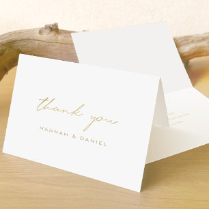 Simple Elegant Gold Modern Script Wedding Thank You Card