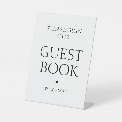 Simple Elegant Gold Modern Wedding Guest Book Pedestal Sign