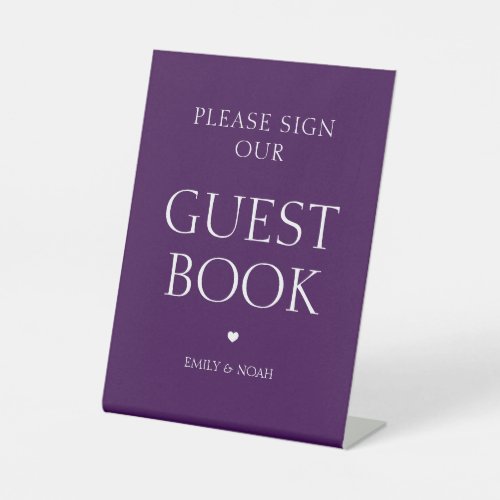 Simple Elegant Gold Modern Wedding Guest Book Pedestal Sign