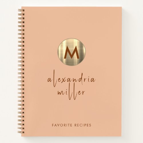 Simple Elegant Gold Monogram Recipe Book