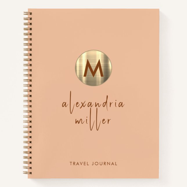 Simple Elegant Gold Monogram Travel Journal (Front)