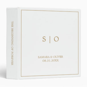 Simple Elegant Gold Monogram Wedding Album 3 Ring Binder