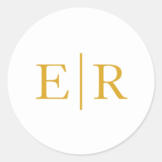Simple Elegant Gold Monogram Wedding Classic Round Sticker (Front)