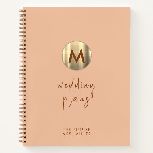 Simple Elegant Gold Monogram Wedding Planning Notebook