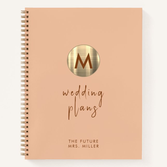 Simple Elegant Gold Monogram Wedding Planning Notebook (Front)