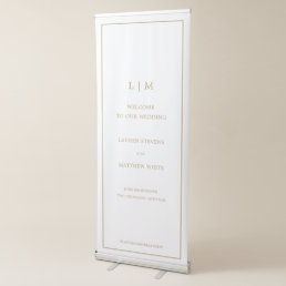 Simple Elegant Gold Monogram Welcome Wedding Retractable Banner