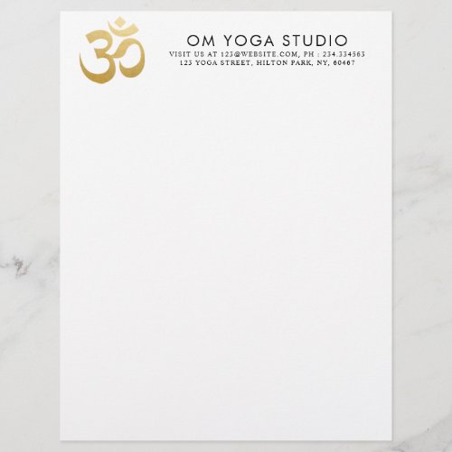 Simple Elegant Gold OM Yoga Meditation Letterhead