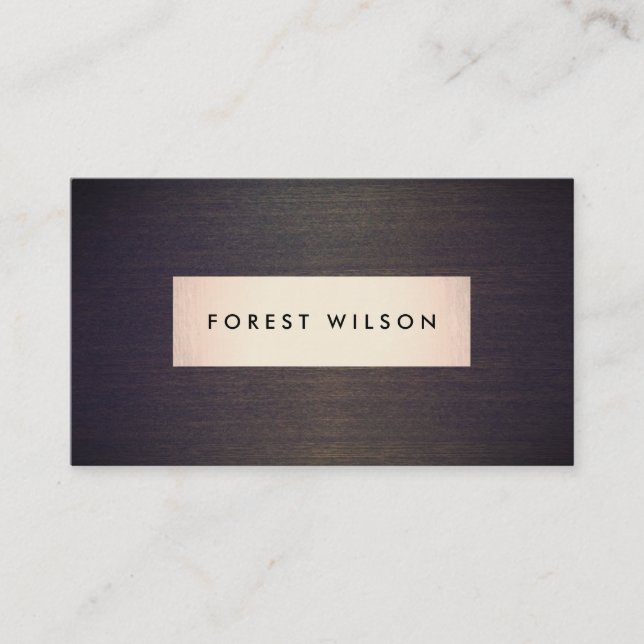 Simple Elegant Gold Plaque Wood Grain Business Card (Front)