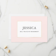 Simple Elegant Gold Pretty Blush Bridesmaid Card