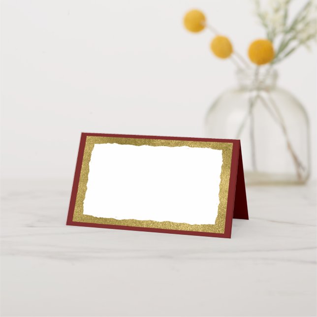 Simple Elegant Gold Red Party Event Place Card (Back)