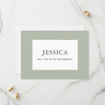 Simple Elegant Gold Sage Green Bridesmaid Card