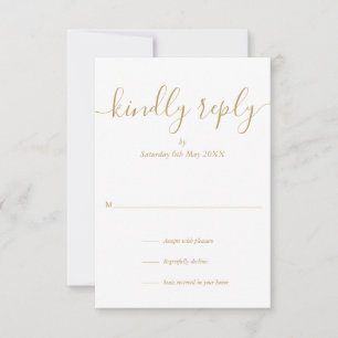 Simple Elegant Gold Script Kindly Reply RSVP Card