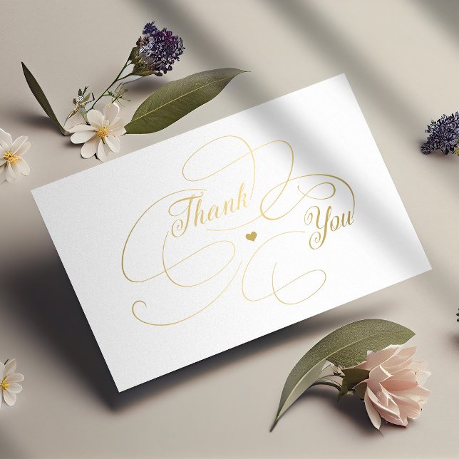 Simple elegant gold script thank you note card (Creator Uploaded)