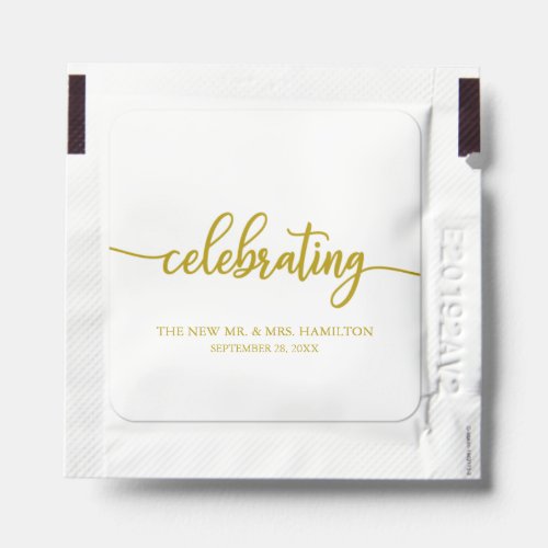 Simple Elegant Gold Script Wedding Favor Hand Sanitizer Packet