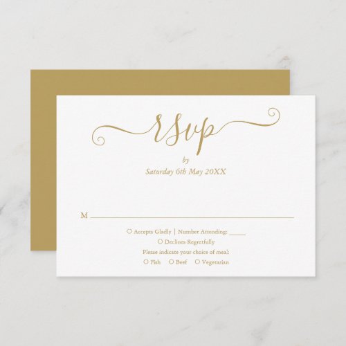 Simple Elegant Gold Script Wedding RSVP Card