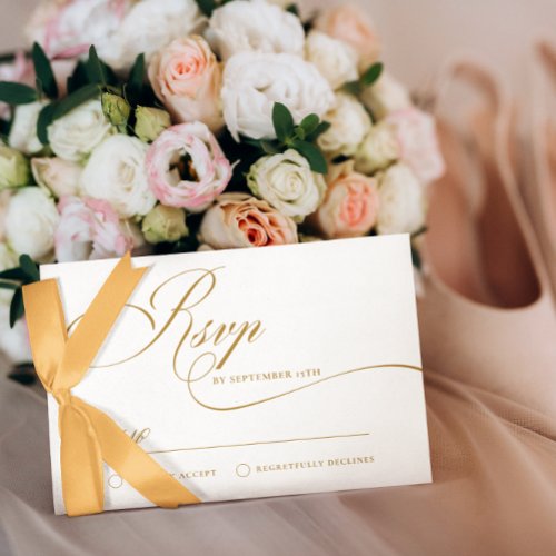 Simple Elegant Gold Script Wedding RSVP Invitation