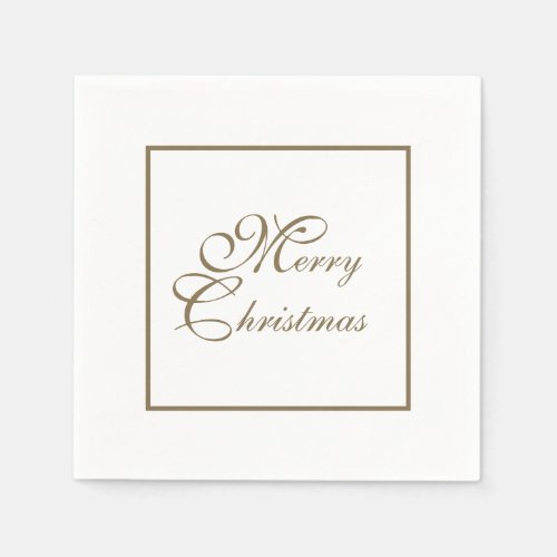 Simple Elegant Gold Script White Christmas Paper Napkins