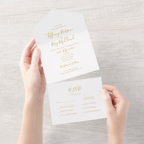 Simple Elegant Gold Seal And Send All In One Invitation