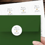 Simple Elegant Gold Shamrock White Wedding Classic Round Sticker<br><div class="desc">Simple elegant wedding stickers with bride and groom names and decorative gold shamrock. Perfect for envelope seals, favors, cupcake toppers etc. Modern and chic to co-ordinate with Irish themed wedding suites and a perfect match for my Shamrock Wildflower wedding collection (message me to create any co-ordinating items templates you need)....</div>