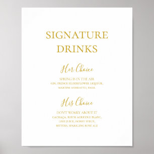 Simple Elegant Gold Signature Drinks Sign