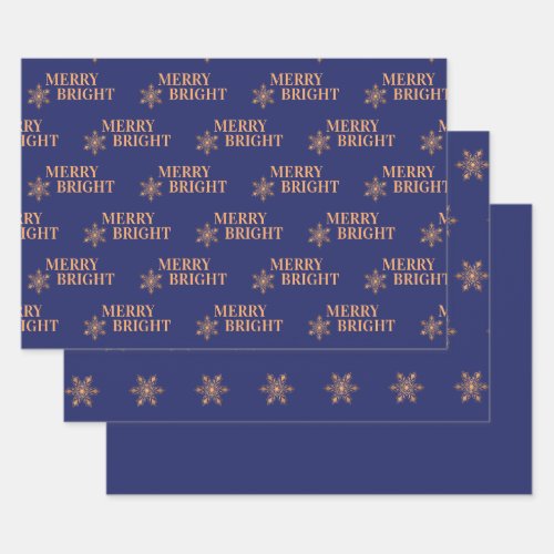 Simple elegant gold snowflakes navy blue Christmas Wrapping Paper Sheets