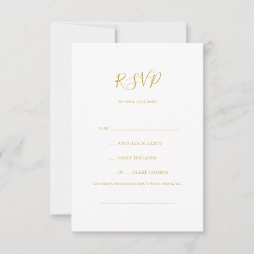 Simple Elegant Gold Song Request RSVP Card