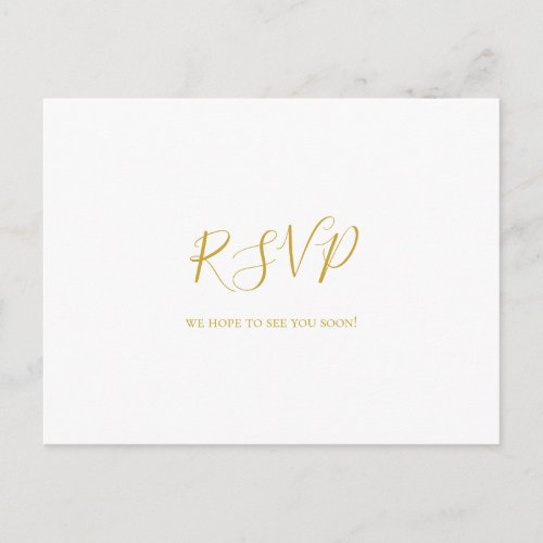 Simple Elegant Gold Song Request RSVP Postcard