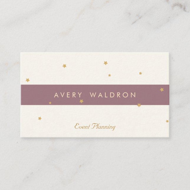 Simple Elegant Gold Star Event Planner Cream White Business Card (Front)