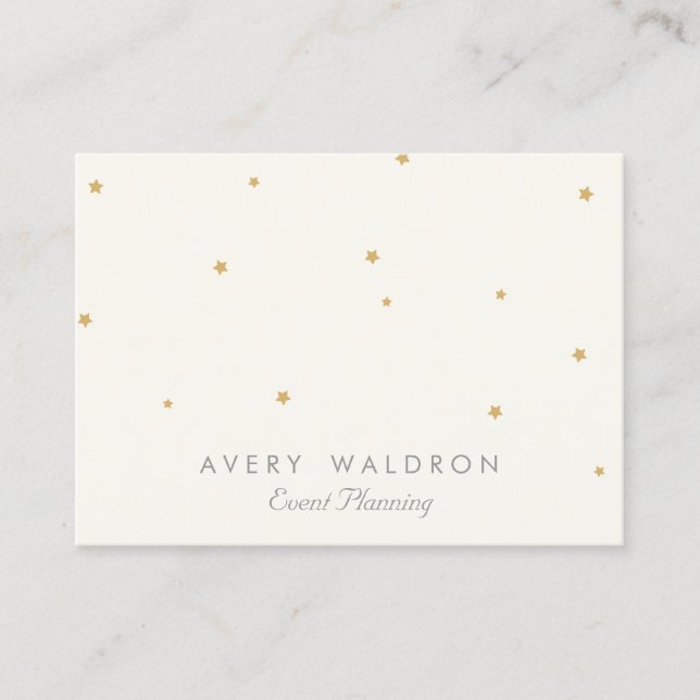 Simple Elegant Gold Star Event Planner Cream White Business Card (Front)