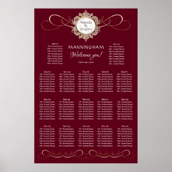 Simple Elegant Gold Swirl Black Wedding Seating Po Poster by AudreyJeanne at Zazzle