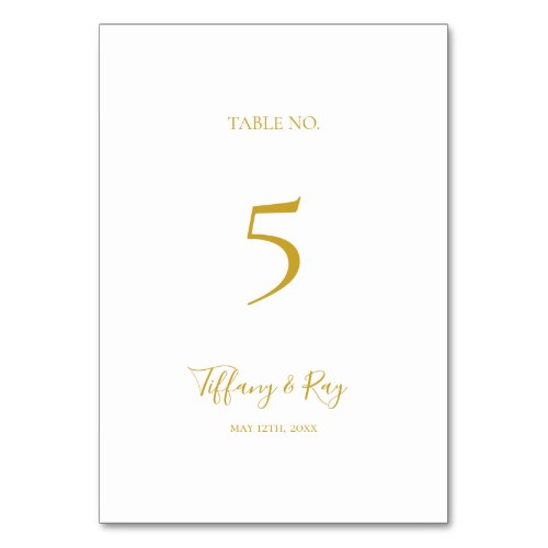 Simple Elegant Gold Table Number