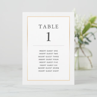Simple Elegant Gold Table One Custom Seating Card