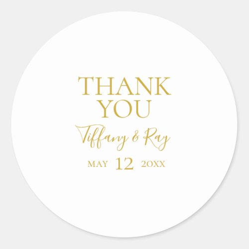 Simple Elegant Gold Thank You Wedding Sticker
