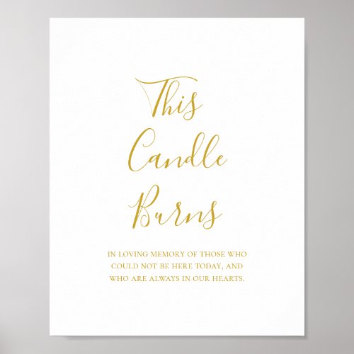 Simple Elegant Gold This Candle Burns Wedding Sign