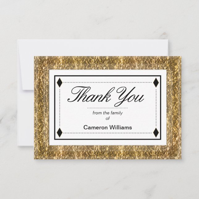 Simple Elegant Gold Tone Bereavement Thank You Card (Front)