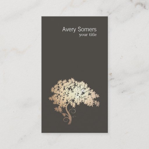 Customizable Elegant Gold Tree Simple Black Business Card
