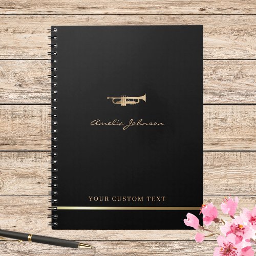 Simple Elegant Gold Trumpet Musician Brass Teacher Notebook