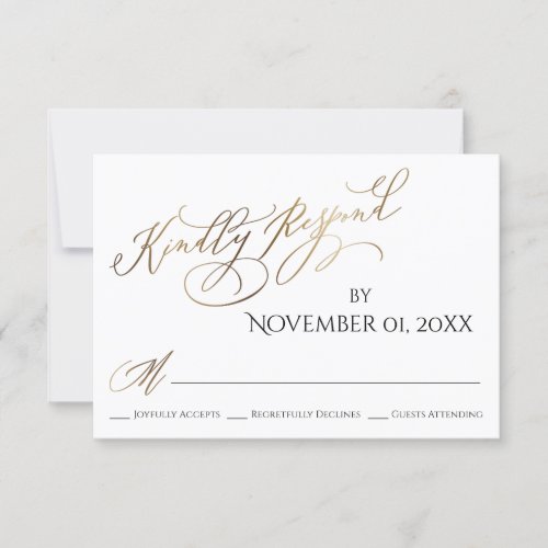 Simple Elegant Gold Type Kindly Respond RSVP Card