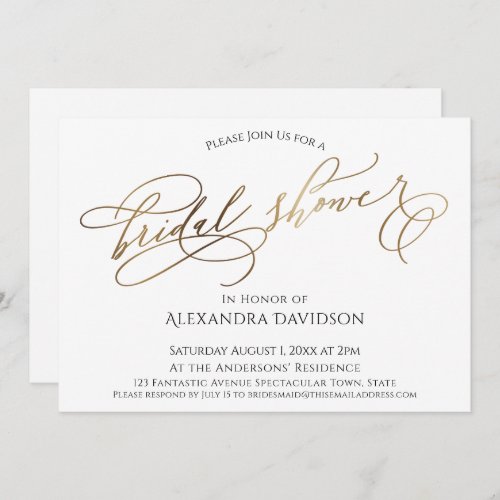 Simple Elegant Gold Typography Bridal Shower Invitation