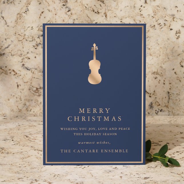 Simple Elegant Gold Violin Musical Christmas Holiday Card (Creator Uploaded)