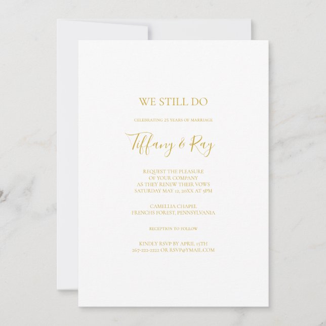 Simple Elegant Gold We Still Do Vow Renewal Invitation (Front)