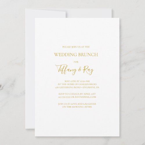 Simple Elegant Gold Wedding Brunch Invitation