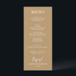 Simple Elegant Gold Wedding Dinner Menu<br><div class="desc">A dinner menu card on gold (or any color) and chic lettering in white displays your menu choices. Perfect for a modern wedding reception, wedding rehearsal dinner, anniversary party or any special event with a sit down dinner. Choose ANY COLOR BACKGROUND, any COLOR TEXT, any FONT! Easily personalize with your...</div>